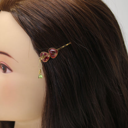ヘアピン ペリドット ハート ピンク 金 TAMARUSAN