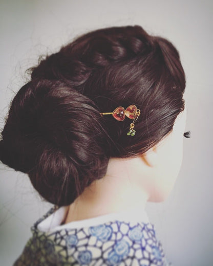 ヘアピン ペリドット ハート ピンク 金 TAMARUSAN