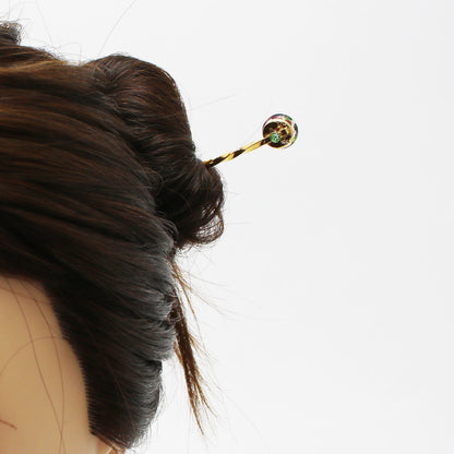 玉かんざし ピンク 24金 一本挿しかんざし