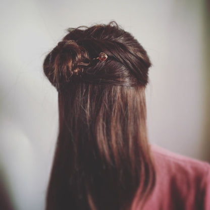 玉かんざし ピンク 24金 一本挿しかんざし