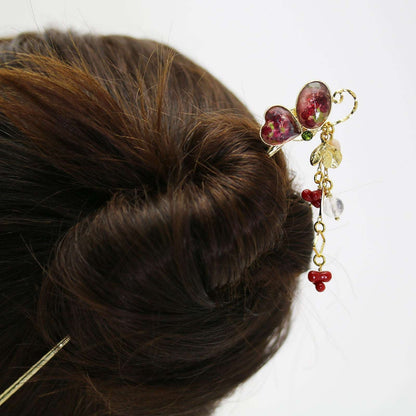 かんざし 蝶 片羽根 ピンク 珊瑚 24金 TAMARUSAN