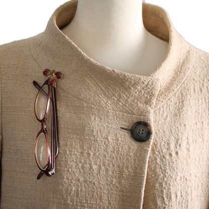 眼鏡ホルダーピンブローチ 珊瑚 赤 24k TAMARUSAN