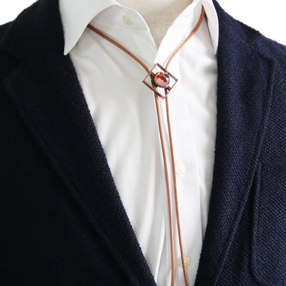 革紐ループタイ 赤 ピンク 男女兼用 TAMARUSAN