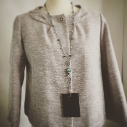 IDホルダー ネックストラップ 青 ネックレス アマゾナイト TAMARUSAN