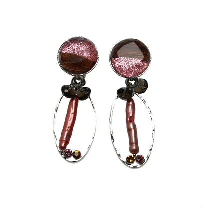 フープイヤリング ピンク ラメ 淡水パール TAMARUSAN