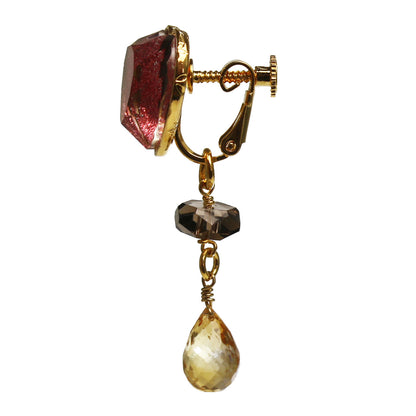 イヤリング ハート ピンク 金 ラメ シトリン TAMARUSAN