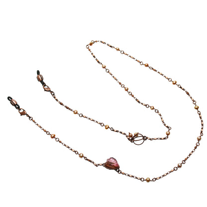 ネックレスにもなる眼鏡チェーン ピンク ラメ ハート TAMARUSAN