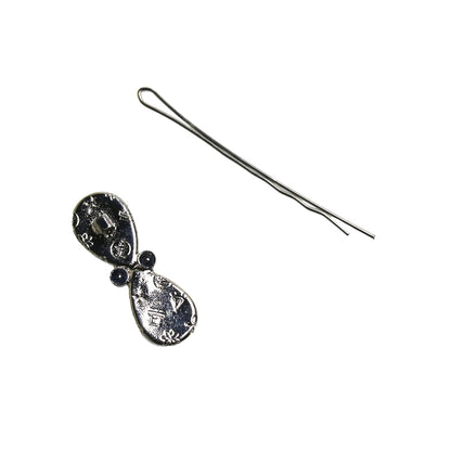 ヘアピン 青 ラメ 木目 飾り取り外し可能 TAMARUSAN