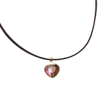 チョーカー 革紐 ハート ピンク ラメ 金 チョーカー