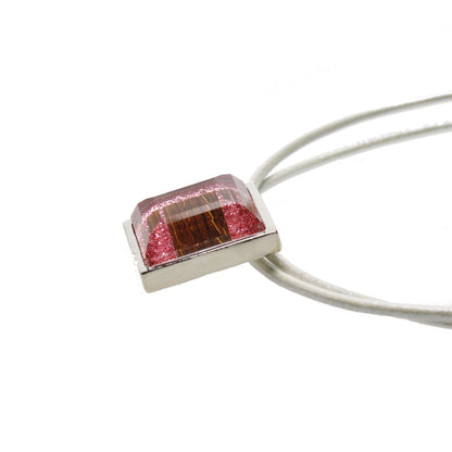 チョーカー 白革紐 ピンク ラメ ２連 TAMARUSAN