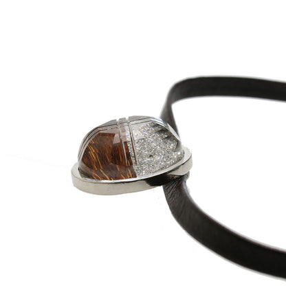 革紐チョーカー 銀 ラメ 木目 タイガーアイ TAMARUSAN