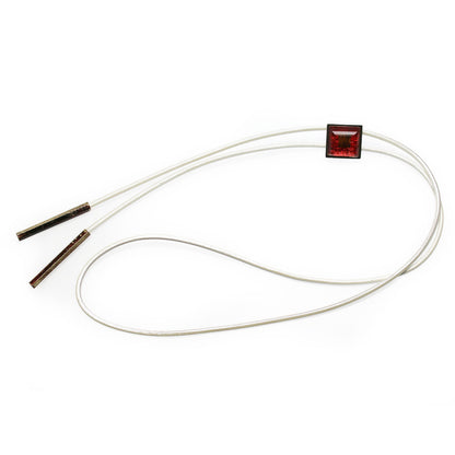 革紐ループタイ パール 赤ラメ ホワイト TAMARUSAN