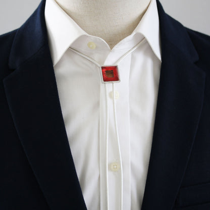 革紐ループタイ パール 赤ラメ ホワイト TAMARUSAN