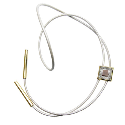 革紐ループタイ 白 男女兼用 銀ラメ TAMARUSAN