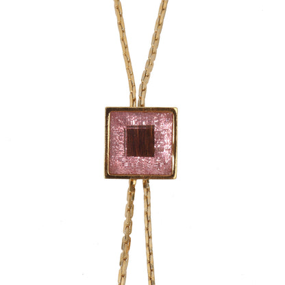 チェーンループタイ ピンク ラメ 木目 24k 金 TAMARUSAN