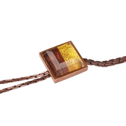 チェーンループタイ 金ラメ 木目 アンティーク調 ループタイ