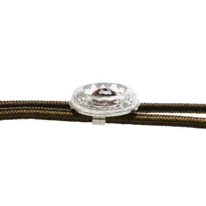 組紐ループタイ 絹 銀 ラメ ドーナツ型 銀色 TAMARUSAN