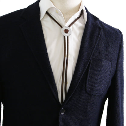 組紐ループタイ 絹 銀 ラメ ドーナツ型 銀色 TAMARUSAN