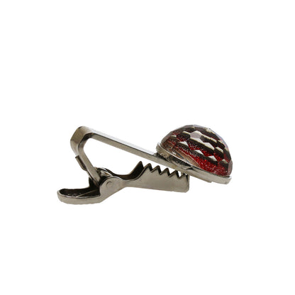 ショート ネクタイピン 赤 木目 ネクタイピン