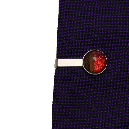 ショート ネクタイピン 赤 木目 ネクタイピン