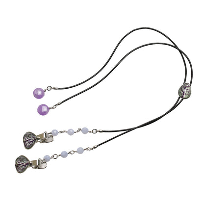 帽子留めクリップ 紫 アメジスト 革 ハート TAMARUSAN