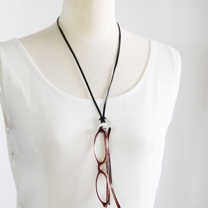 眼鏡ホルダー ハート 森 革紐 2way ネックレス 緑 TAMARUSAN