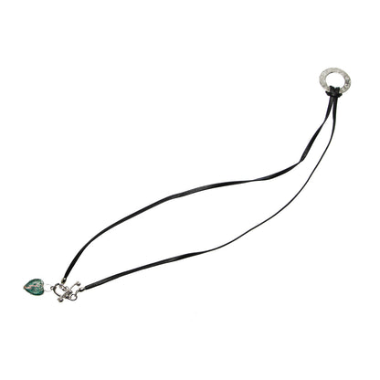 眼鏡ホルダー ハート 森 革紐 2way ネックレス 緑 TAMARUSAN