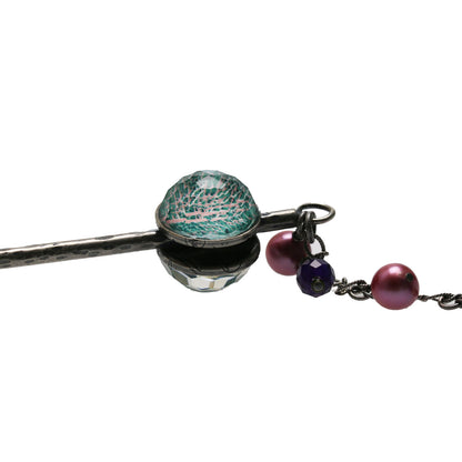 一本挿し かんざし 緑 淡水パール TAMARUSAN