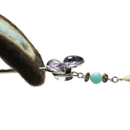 かんざしバレッタ マジェステ 森 ウール 水色 TAMARUSAN