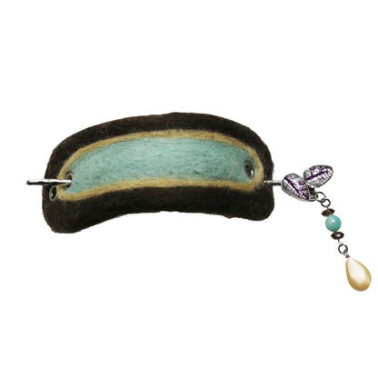 かんざしバレッタ マジェステ 森 ウール 水色 TAMARUSAN