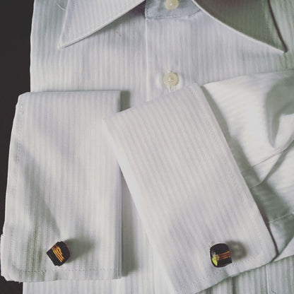 カフスボタン 紫 黄色 水引 四角 TAMARUSAN