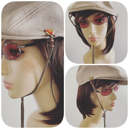 帽子留めクリップ リボン 水引 グリーン顎紐 オレンジ TAMARUSAN