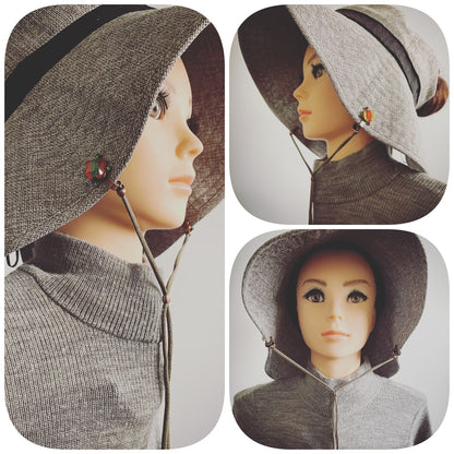 帽子留めクリップ リボン 水引 グリーン顎紐 オレンジ TAMARUSAN