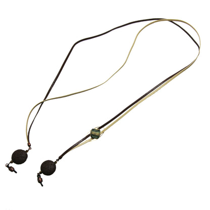 眼鏡コード 水引 2連 革紐 黄緑 TAMARUSAN