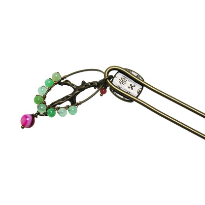 短め 二股かんざし ピンク 水引 二股かんざし