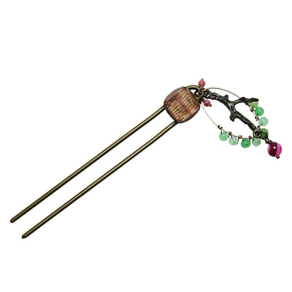 短め 二股かんざし ピンク 水引 二股かんざし