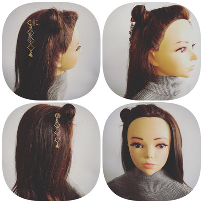 短めのかんざし 水引 ブルー オレンジ 24金 TAMARUSAN