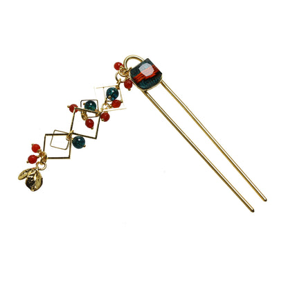 短めのかんざし 水引 ブルー オレンジ 24金 TAMARUSAN