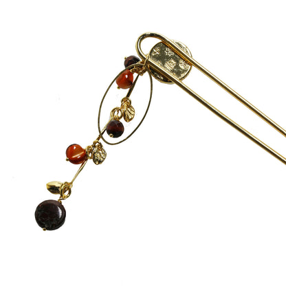 短めのかんざし 水引 茶色 オレンジ 24金 TAMARUSAN