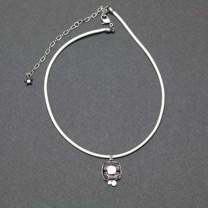 革チョーカー 白 紫 シンプル 水引 TAMARUSAN