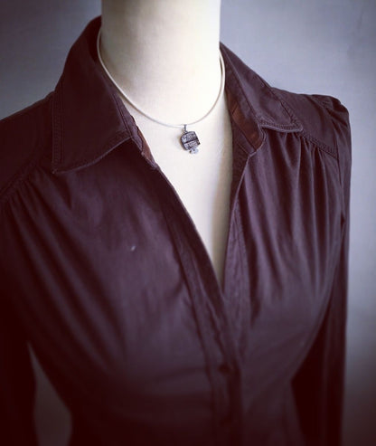 革チョーカー 白 紫 シンプル 水引 TAMARUSAN