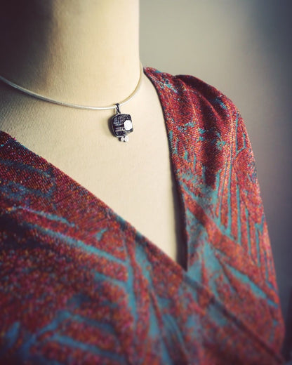 革チョーカー 白 紫 シンプル 水引 TAMARUSAN