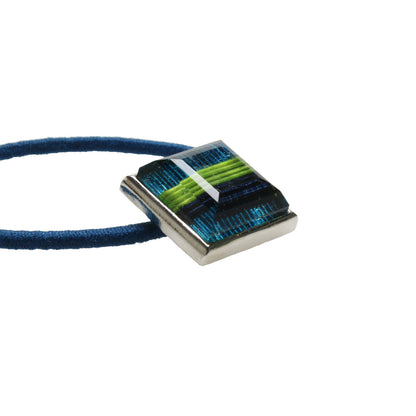 ヘアゴム 水引 青 四角 男女兼用 高級ヘアゴム