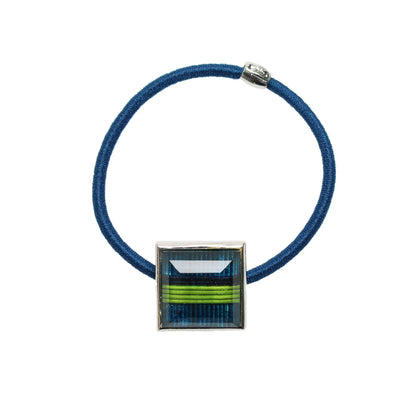 ヘアゴム 水引 青 四角 男女兼用 高級ヘアゴム