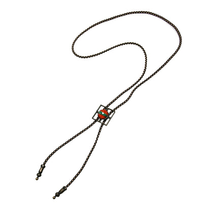 組紐 ループタイ オレンジ 水引 正絹 男女兼用 TAMARUSAN