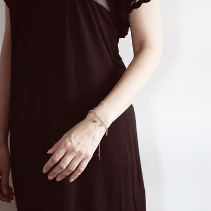 ブレスレット パープル 虹 金 TAMARUSAN