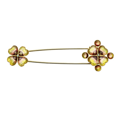 特大 安全ピンブローチ 金 オレンジ 花 TAMARUSAN