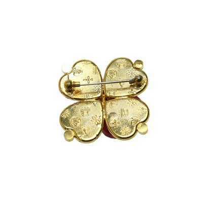 ブローチ 花 珊瑚 オレンジ クローバー TAMARUSAN