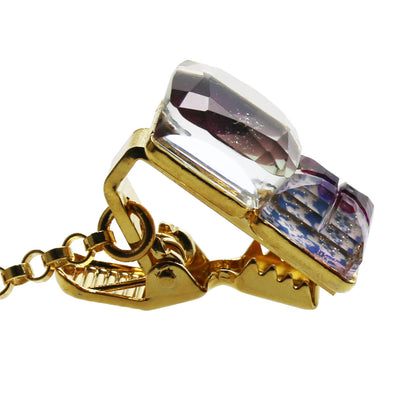 帽子留めクリップ チェーン アメジスト 金 梅 紫 帽子留め