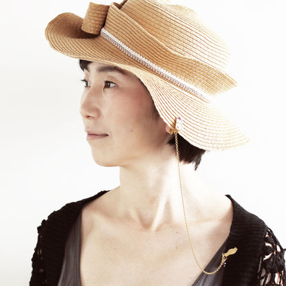 帽子留めクリップ チェーン アメジスト 金 梅 紫 帽子留め